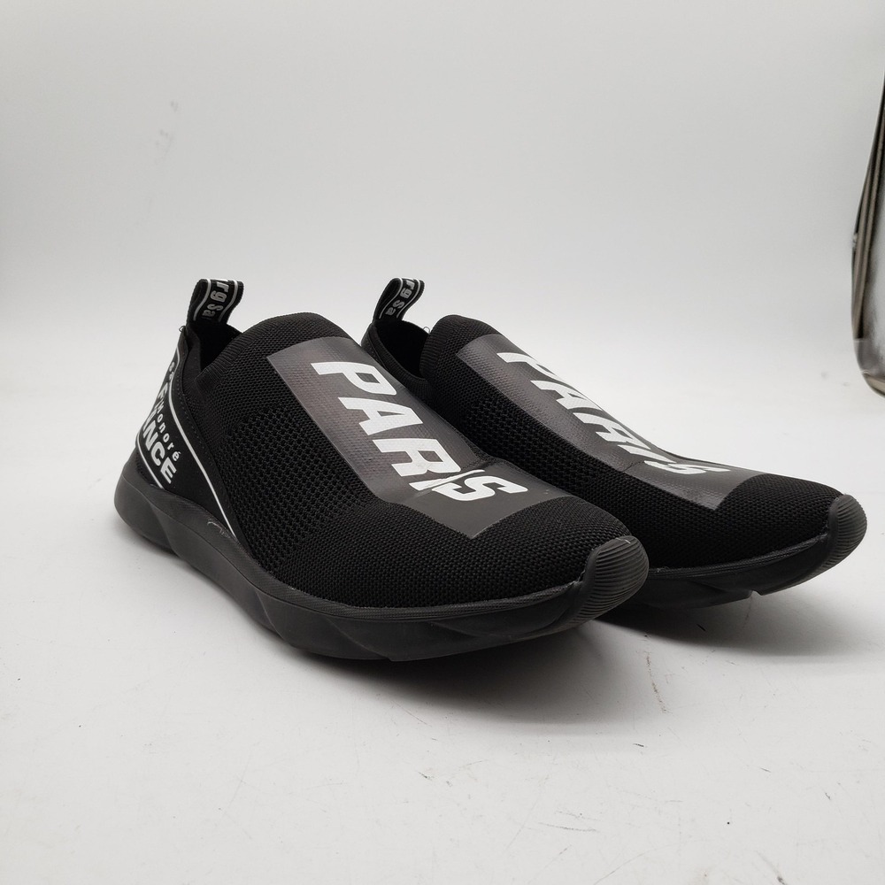 Pierre Cardin Paris 27003 Shoes Mens Size 8 Black Slip On Mesh Athletic Sneakers